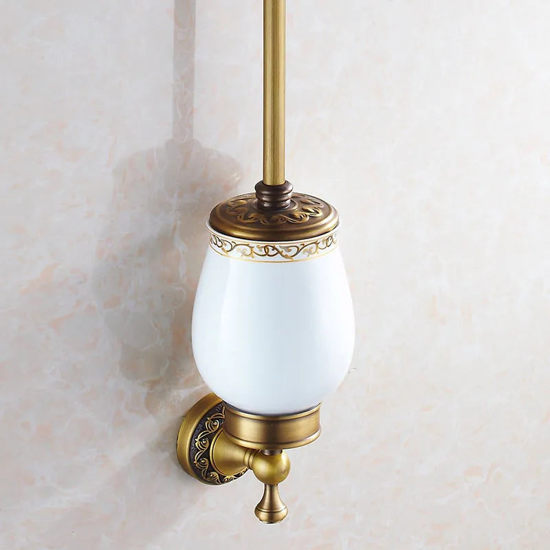 DecorBites™ Antique Bronze Brass Toilet Brush Holder for Bathroom Accessories