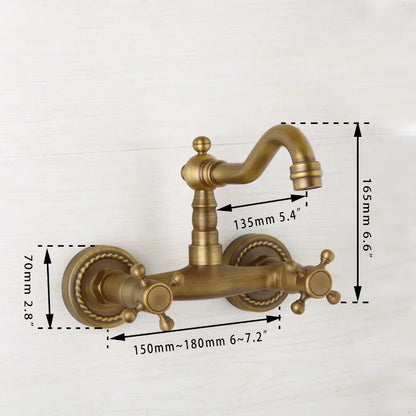 DecorBites™ Antique Brass Wall Mounted Shower Faucet Hot Cold Mixer Faucet