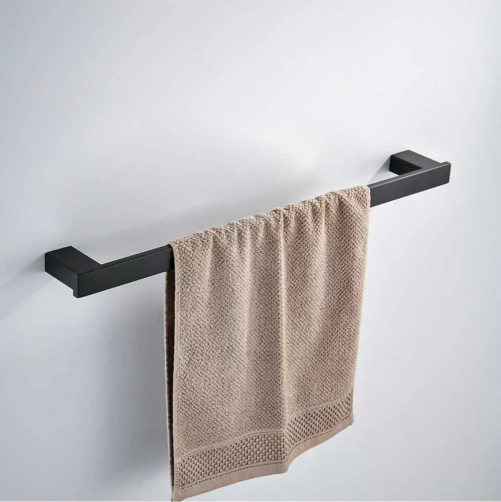 DecorBites™ Black Matte Bathroom Hardware Set: Paper Holder, Toothbrush Holder, Towel Bar