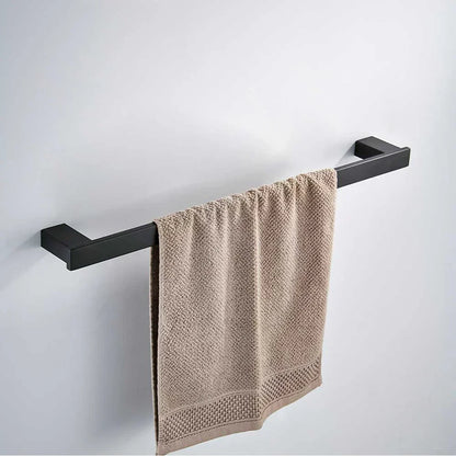DecorBites™ Black Matte Bathroom Hardware Set: Paper Holder, Toothbrush Holder, Towel Bar
