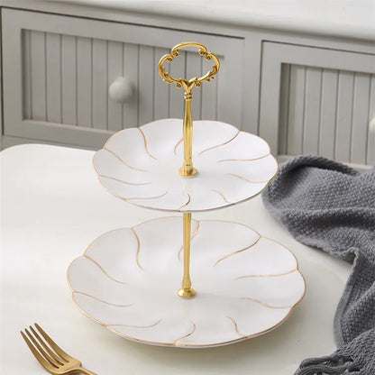 DecorBites™ Gold Inlay Bone China Fruit Plates Snack Dishes Cake Plate Candy Dish