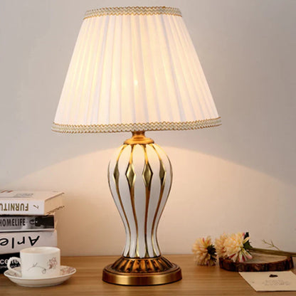 DecorBites™ Hand Painted Antique Blue Ceramic Desk Lamp