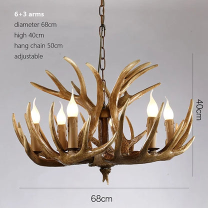 DecorBites™ Antler Chandelier: American Retro Resin Horn Deer Lamps for Rustic Indoor Decor