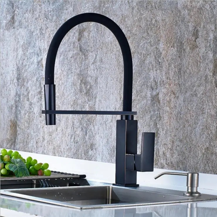 DecorBites™ Black Swivel Kitchen Faucet Luxury Spray Deck Mounted Mixer Tap