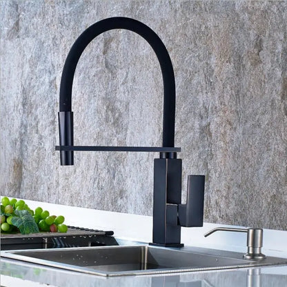 DecorBites™ Black Swivel Kitchen Faucet Luxury Spray Deck Mounted Mixer Tap