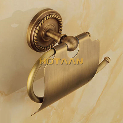 DecorBites™ Brass Bathroom Accessories Set, Robe Hook, Paper Holder, Towel Bar, Antique Finish
