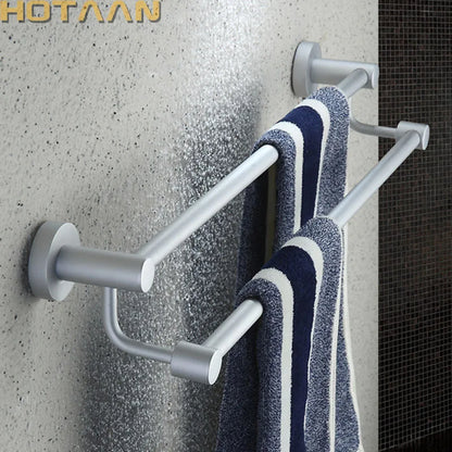 DecorBites™ Double Towel Bar: High Quality Aluminium Round Towel Holder for Bathroom