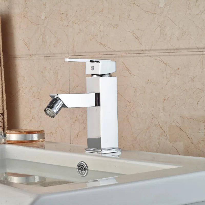 ™ LED 3 Color Bidet Faucet, Single Handle Deck Mount Washbasin Mixer Tap, Chrome