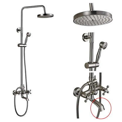 DecorBites™ Brushed Nickel Dual Handle Rainfall Shower Mixer Faucet with Handshower