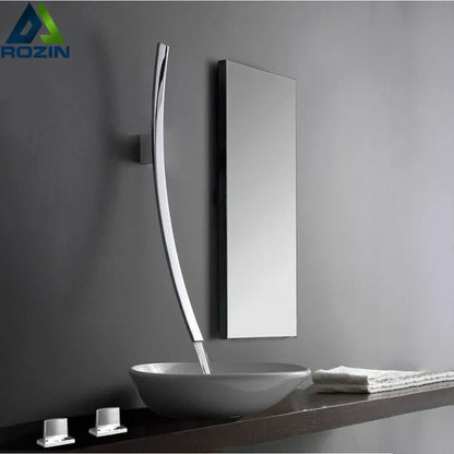DecorBites™ 70cm Wall Mounted Black Bronze Waterfall Basin Mixer Tap