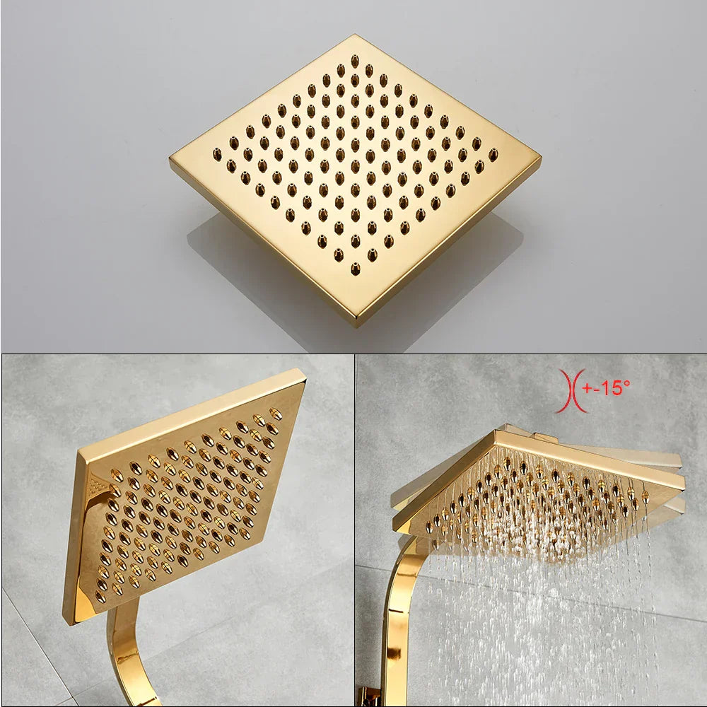 ™ Golden Shower Faucet Set with 8" Rainfall Shower, Wall Mounted Hand Shower