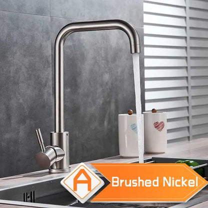 DecorBites™ Brushed Nickel Kitchen Faucet Swivel Spout Single Lever Mixer Tap