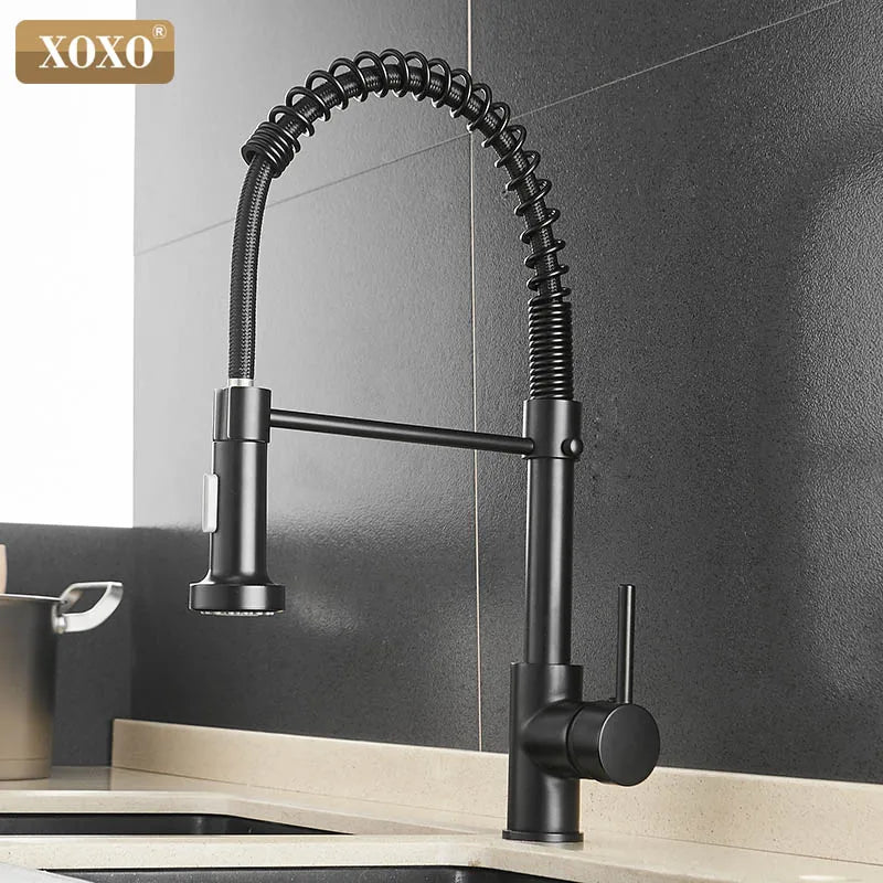DecorBites™ Brushed Nickel Kitchen Faucet Pull Out Swivel Mixer Tap 1343A-S