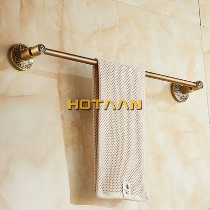 DecorBites™ Antique Brass Single Towel Bar, Wall Mounted Bathroom Holder
