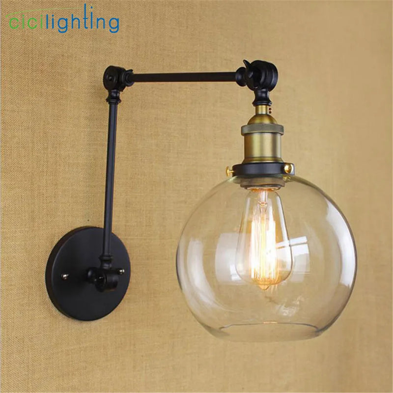 ™ Globe Glass Swing Arm Wall Lights - Elegant Home Lighting Sconce Fixture