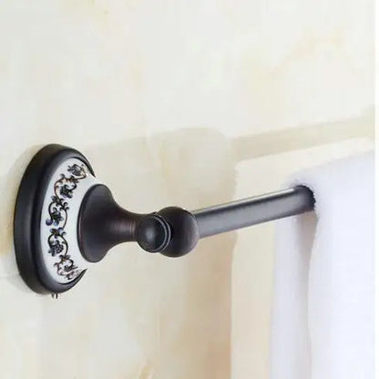 DecorBites™ Black Porcelain Brass Bathroom Accessories Set
