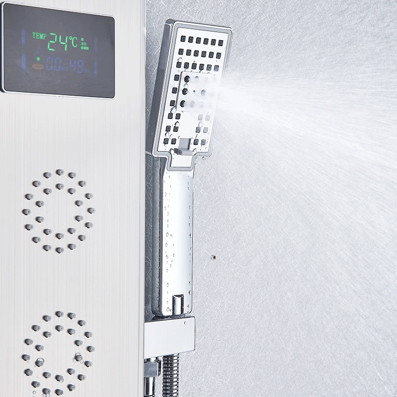 DecorBites™ Black LED Shower Panel 5-Function Wall Mount Bathroom Faucet - Cold and Hot Shower