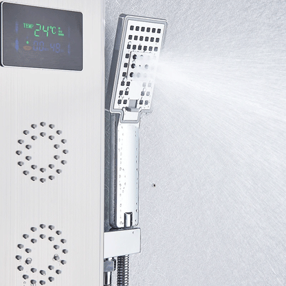DecorBites™ Black LED Shower Panel 5-Function Wall Mount Bathroom Faucet - Cold and Hot Shower