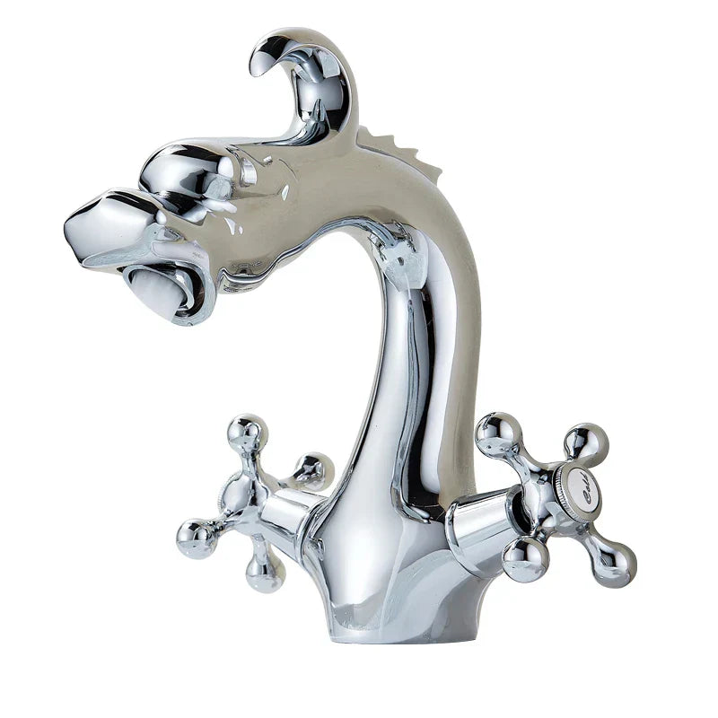 DecorBites™ Dragon Handle Basin Faucet - Antique Bronze Vessel Sink Mixer Tap
