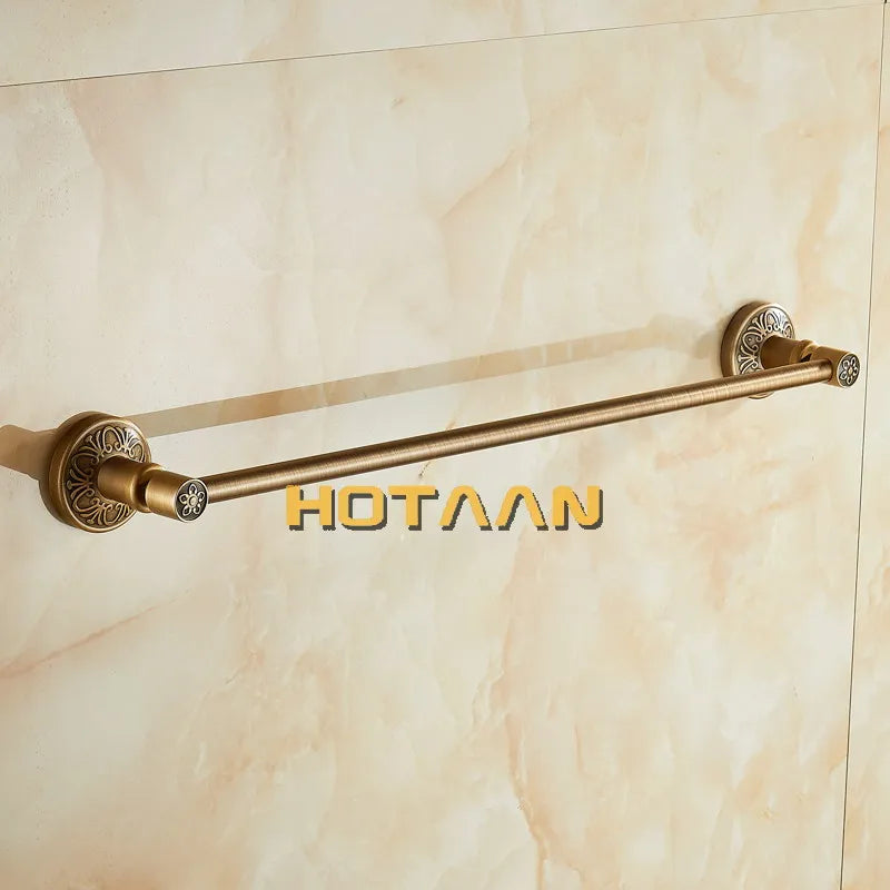 DecorBites™ Antique Brass Single Towel Bar, Wall Mounted Bathroom Holder