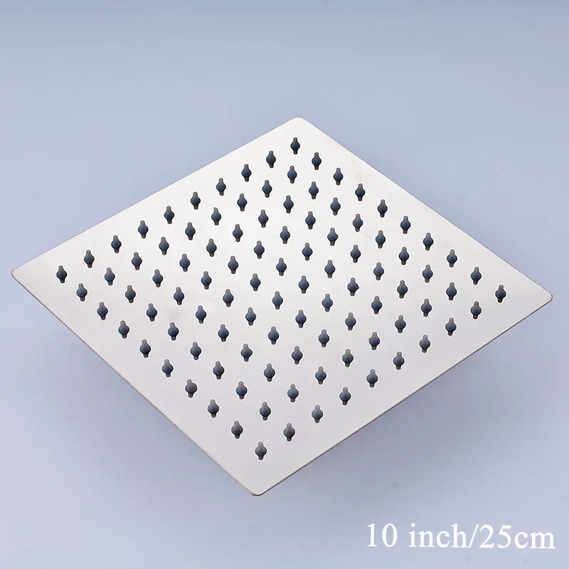 DecorBites™ 12-Inch Stainless Steel Square Rainfall Shower Head - Chrome Luxury Bathroom Fixture