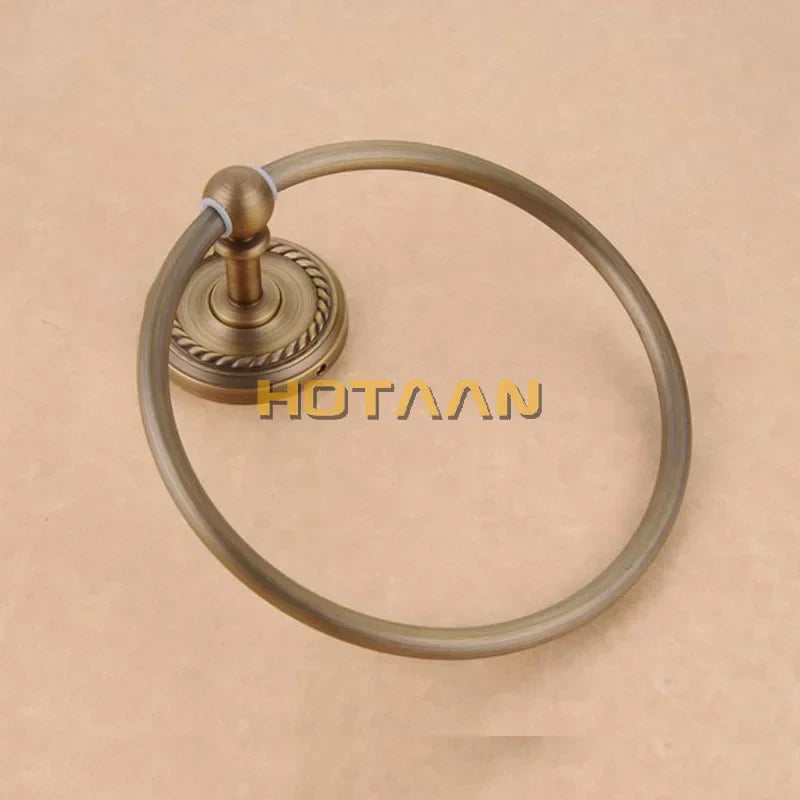 DecorBites™ Antique Brass Wall-Mounted Round Towel Ring Holder
