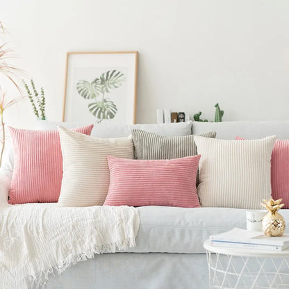 DecorBites™ Corduroy Flocking Velvet Pillow Cover, Soft Home Decor, 45x45cm/60x60cm