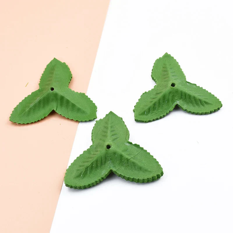 DecorBites™ Artificial Green Leaves Silk Roses for Wedding Home Decor DIY Craft