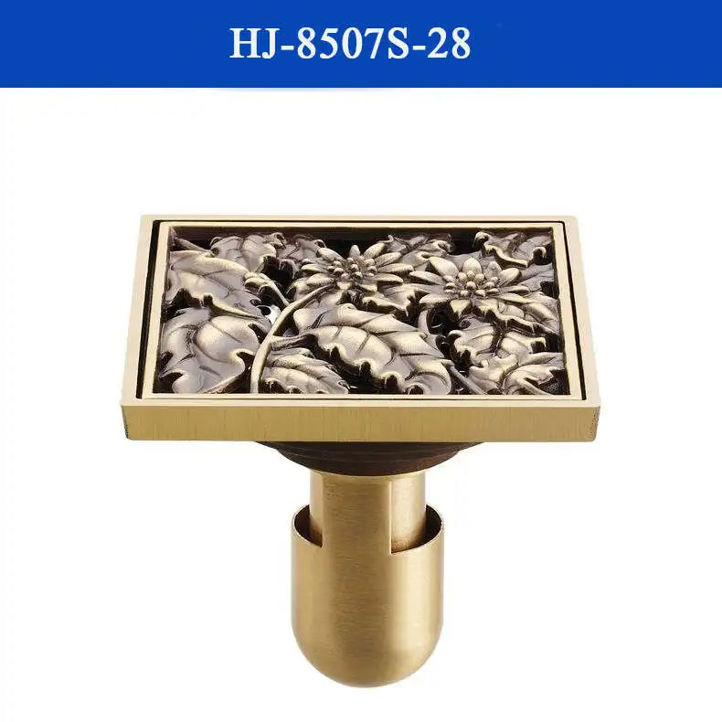 DecorBites™ Antique Brass Shower Drain Cover Euro Art Carved Bathroom Strainer