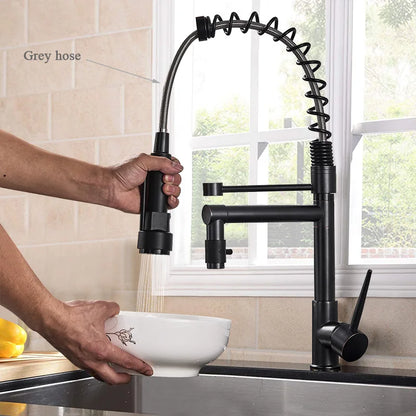 DecorBites™ Brass Kitchen Faucet Spring Swivel Spout Hot Cold Water Mixer Taps