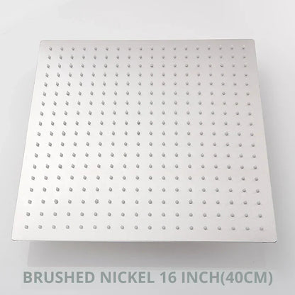 DecorBites™ 16 Inch Stainless Steel Chrome Square Rainfall Shower Head for Bathroom