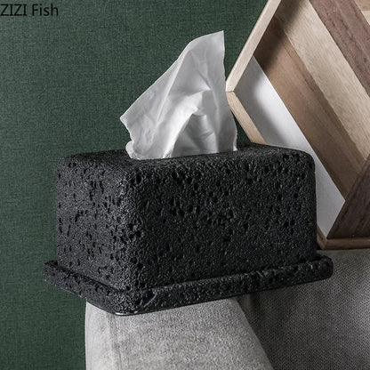 DecorBites™ Cement Tissue Box Rack | Modern Kitchen & Restaurant Decor
