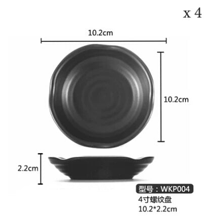 DecorBites™ Black Melamine Plastic Dipping Sauce Dish Bowl Set - Pack of 4