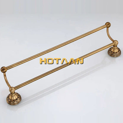 DecorBites™ Antique Brass Towel Holder Single Bar Rack. Solid Aluminium Rail, 30/40/45/50/60cm.