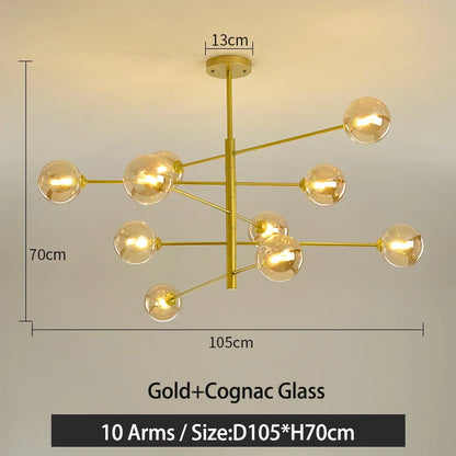 DecorBites™ Black/Gold G9 LED Chandelier for Living Room Bedroom Modern Pendant Lighting