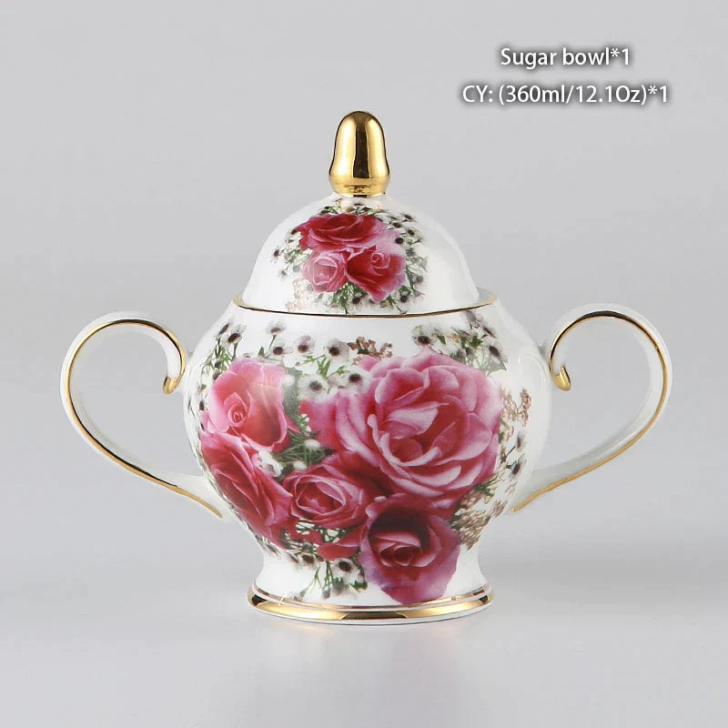 DecorBites™ Bone China Tea Set: Cup, Saucer, Mug, Sugar Pot, Jug, Teapot
