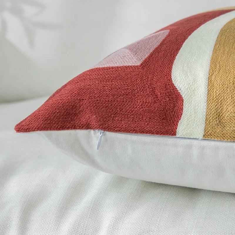DecorBites™ Geometric Cushion Cover 45x45cm Soft Embroidered Pillow Case for Home Decor