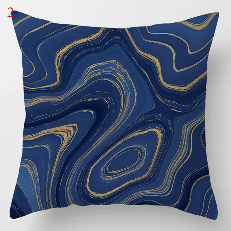 DecorBites™ Blue Geometric Marble Stripe Line Pillowcases for Car Sofa Decor