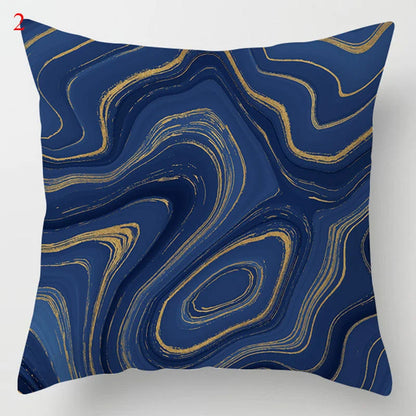 DecorBites™ Blue Geometric Marble Stripe Line Pillowcases for Car Sofa Decor