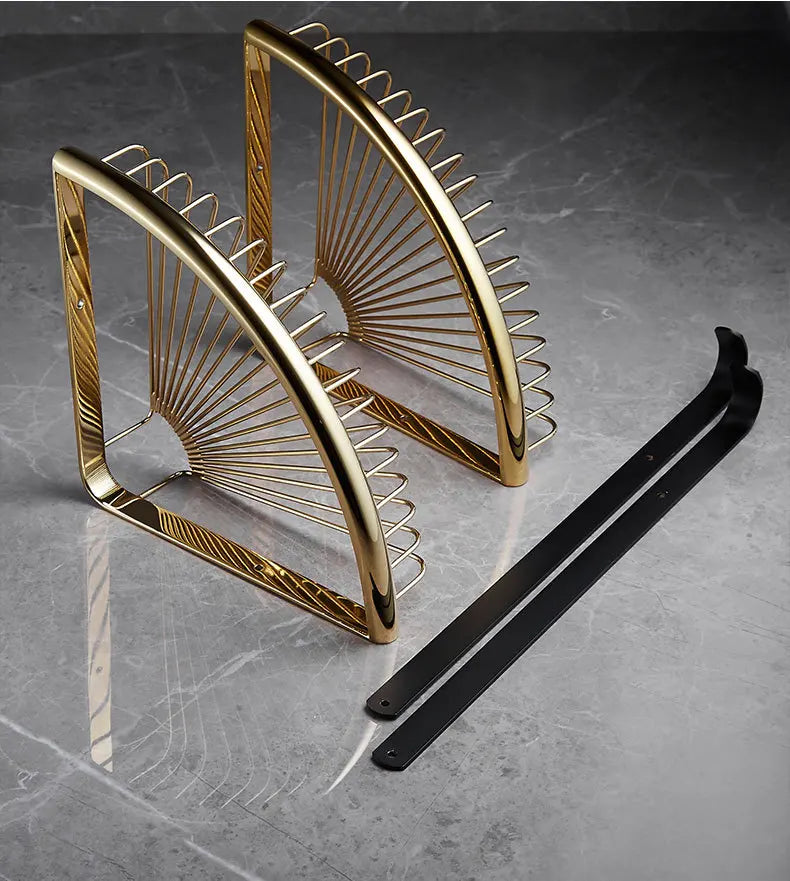 DecorBites™ Gold & Black Corner Shelf: Brass Bathroom Shelves for Stylish Storage