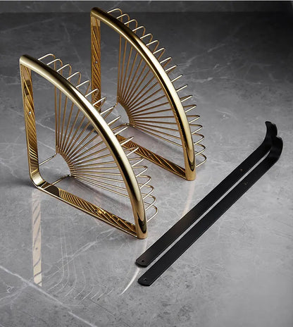 DecorBites™ Gold & Black Corner Shelf: Brass Bathroom Shelves for Stylish Storage