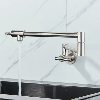 DecorBites™ Double Joint Spout Brass Kitchen Faucet, Single Hole Two Handle Swing Arm