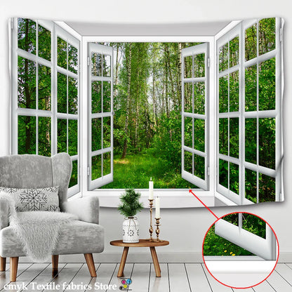 DecorBites™ 3D Landscape Window Wall Tapestry Nordic Style Home Decoration Painting