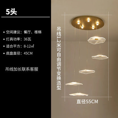 DecorBites™ Lotus Leaf Chandelier: Modern Luxury Acrylic LED Hanging Lamp for Villa, Hotel, Living Room