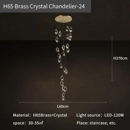 DecorBites™ Crystal Diamond Chandelier for Duplex Building Stairwell Loft Pendant Lighting