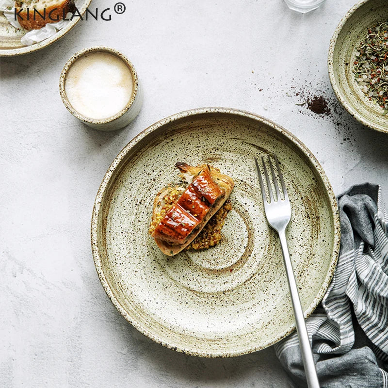 DecorBites™ Japanese Style Ceramic Rice Bowl Round Dish - Swallow Design