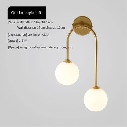 DecorBites™ Gold Glass Ball Wall Sconce | Modern Nordic Bedside Lighting for Bedroom