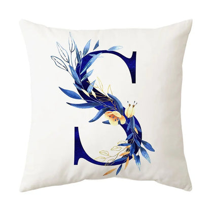 DecorBites™ Blue Alphabet Flower Letter Pillowcase for Home Decor