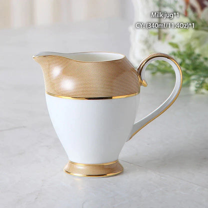 DecorBites™ Bone China Milk Jug: Elegant Ceramic Creamer for Tea, Coffee, Espresso
