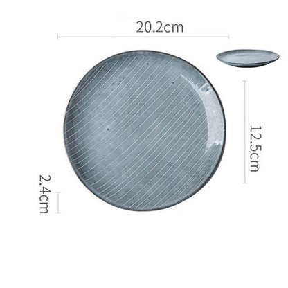 DecorBites™ Ceramic Dinner Plate - Japanese Style Charger Platter with Retro Design